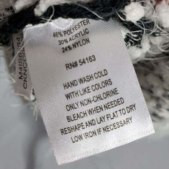 CALVIN KLEIN sweater‎ birch black striped chenille fuzzy M - Picture 6 of 8